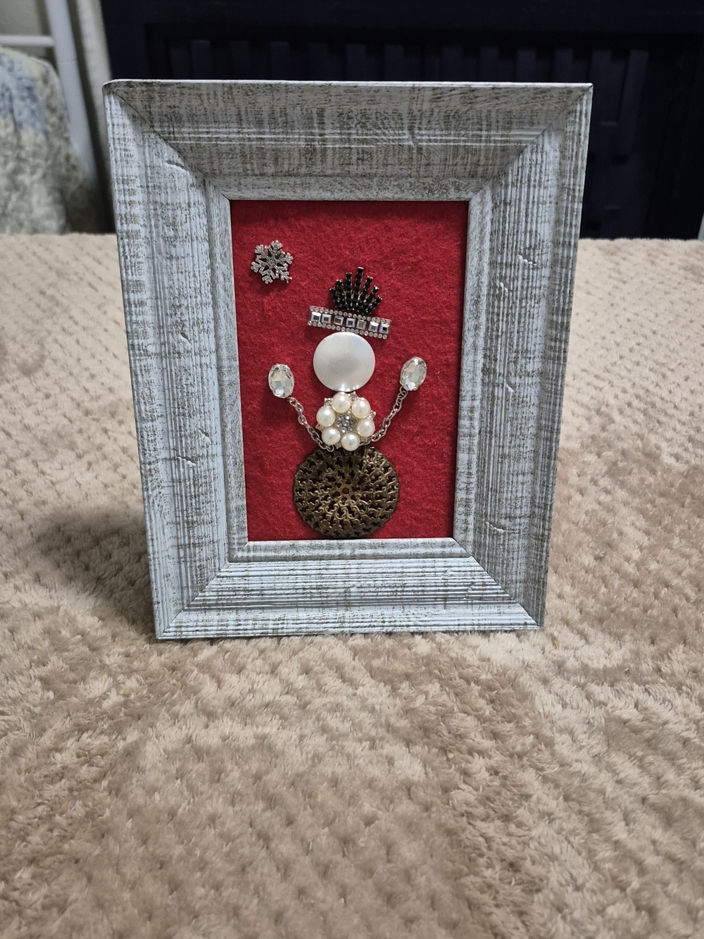 Framed Red Felt Jewelry Art Accent - Unbranded
